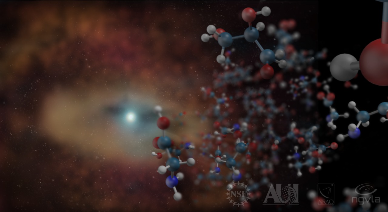 宇宙空間に浮かぶ様々な分子の想像図